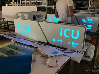 Light box for directions in the hospital